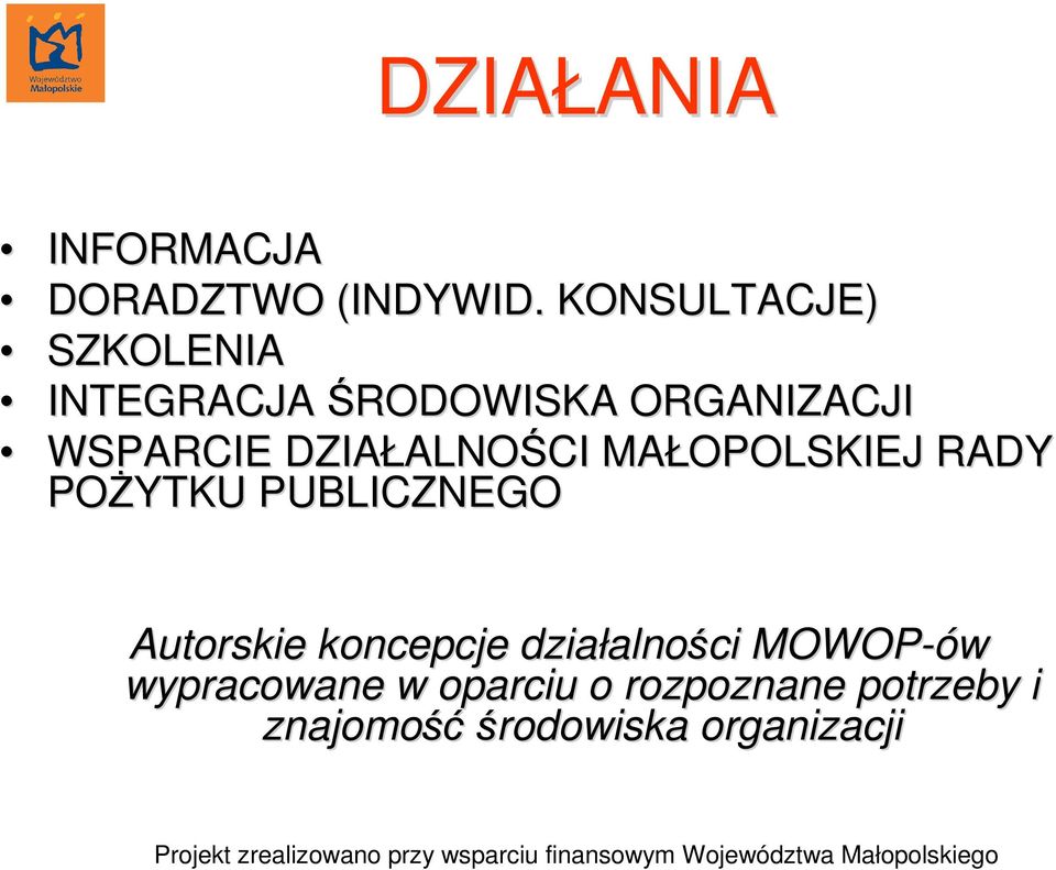 DZIAŁALNO ALNOŚCI MAŁOPOLSKIEJ RADY POśYTKU PUBLICZNEGO Autorskie