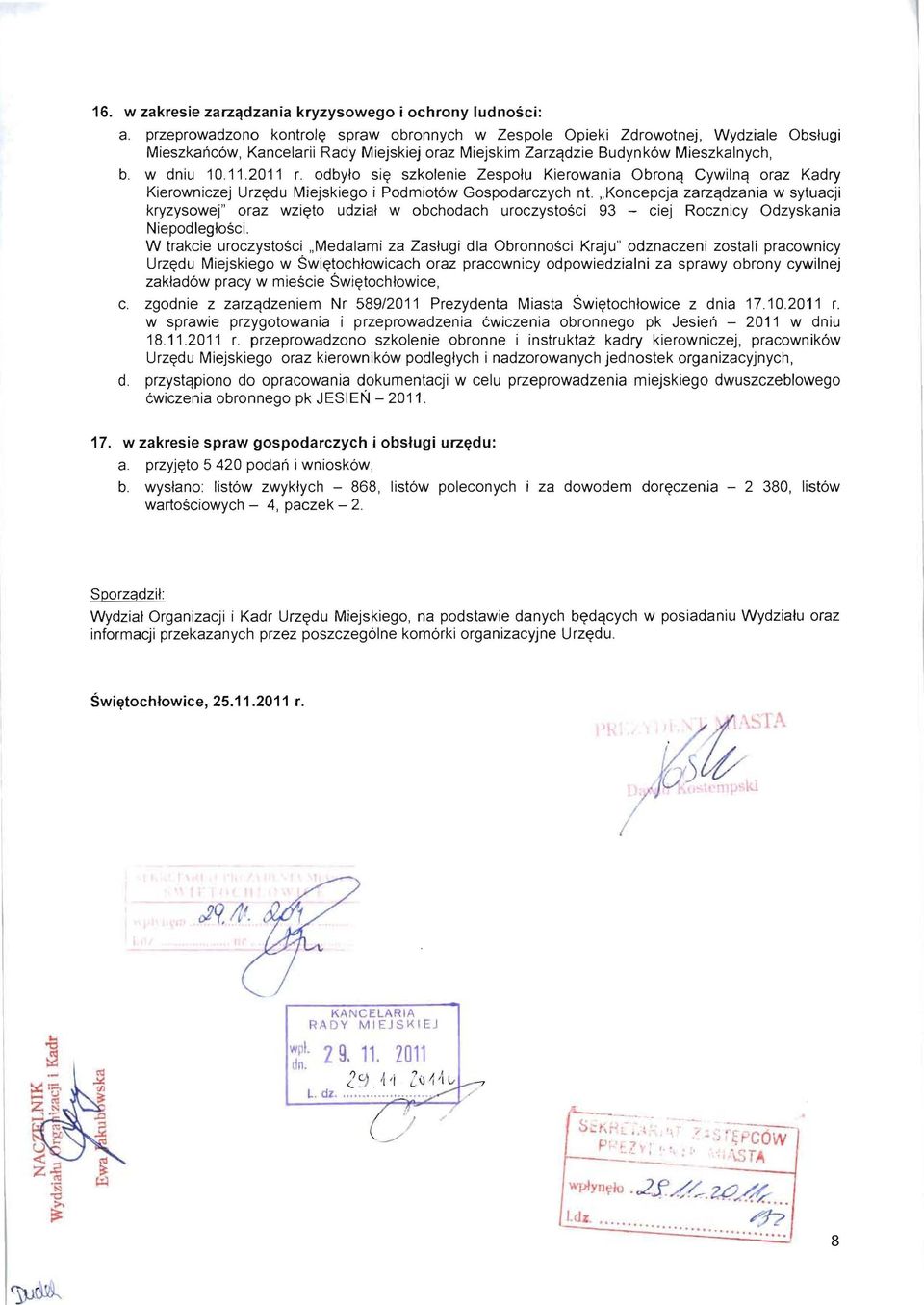 odbylo si~ szkolenie Zespolu Kierowania ObronCj CywilnCj oraz Kadry Kierowniczej Urz~du Miejskiego i Podmiot6w Gospodarczych nt.