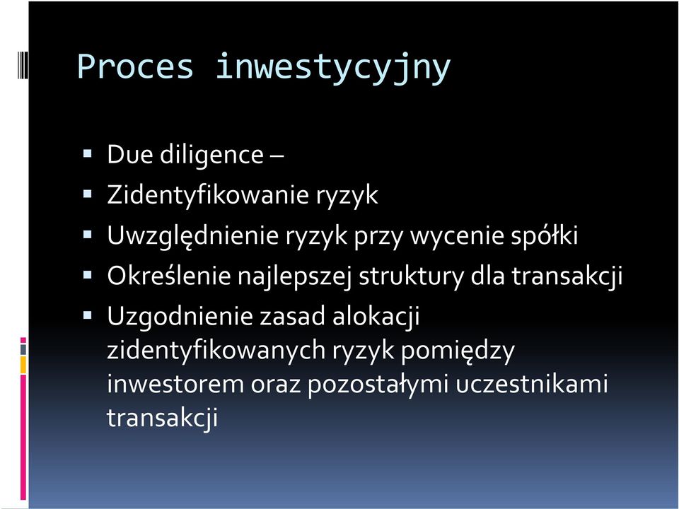 transakcji Uzgodnienie zasad alokacji zidentyfikowanych