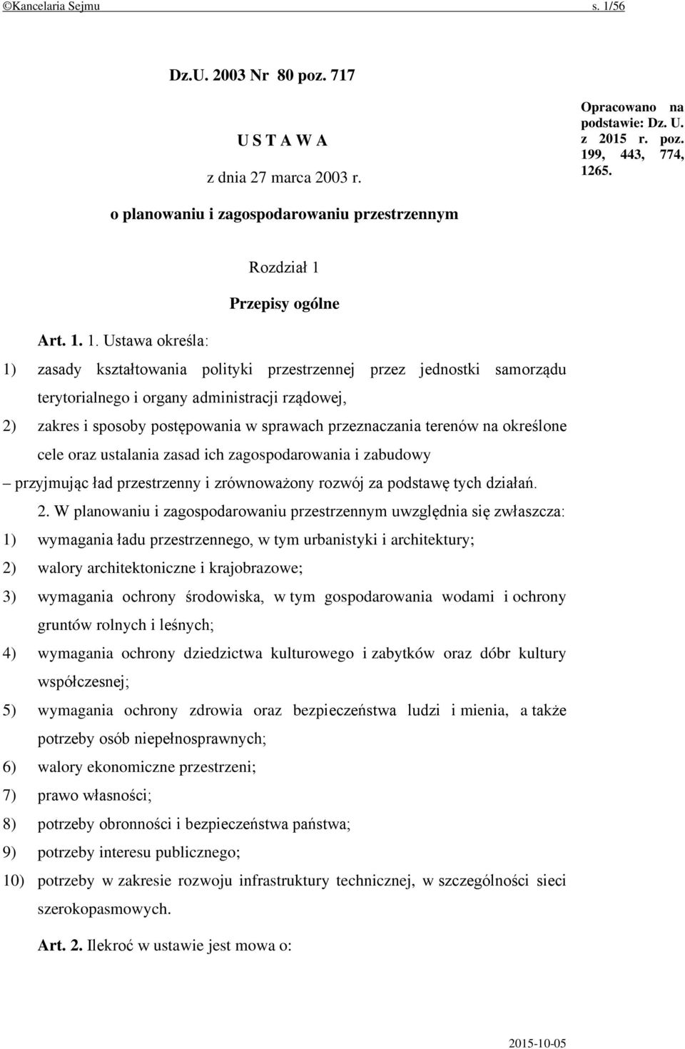 Przepisy ogólne Art. 1.