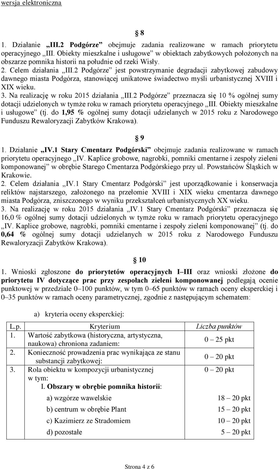 2 Podgórze jest powstrzymanie degradacji zabytkowej zabudowy dawnego miasta Podgórza, stanowiącej unikatowe świadectwo myśli urbanistycznej XVIII i XIX wieku. 3.