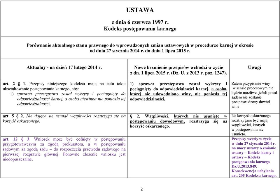 Przepisy niniejszego kodeksu mają na celu takie ukształtowanie postępowania karnego, aby: 1) sprawca przestępstwa został wykryty i pociągnięty do odpowiedzialności karnej, a osoba niewinna nie