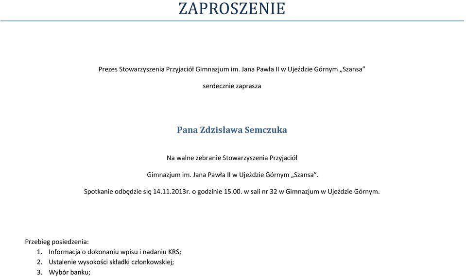 Na walne zebranie