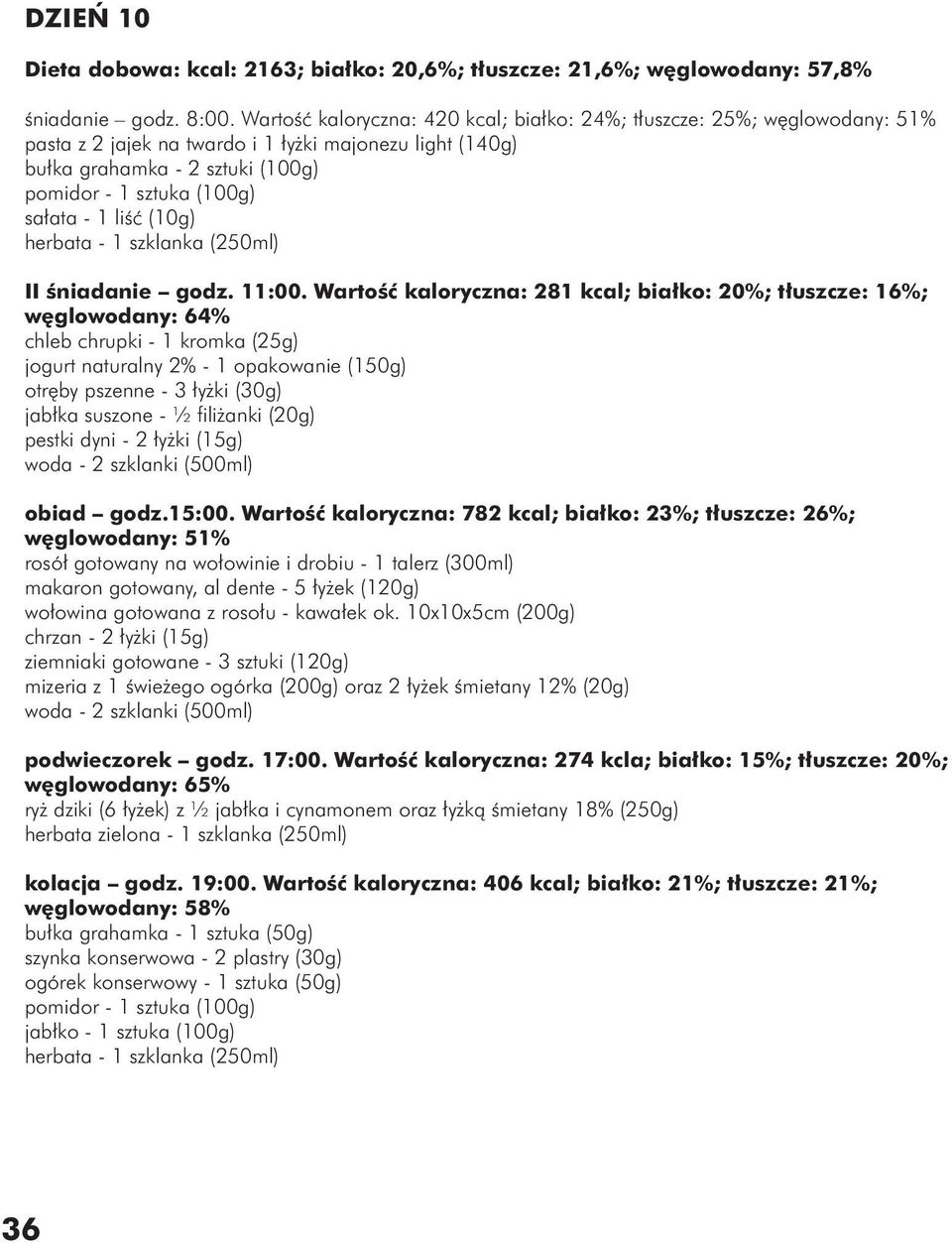 - 1 liść (10g) II śniadanie godz. 11:00.