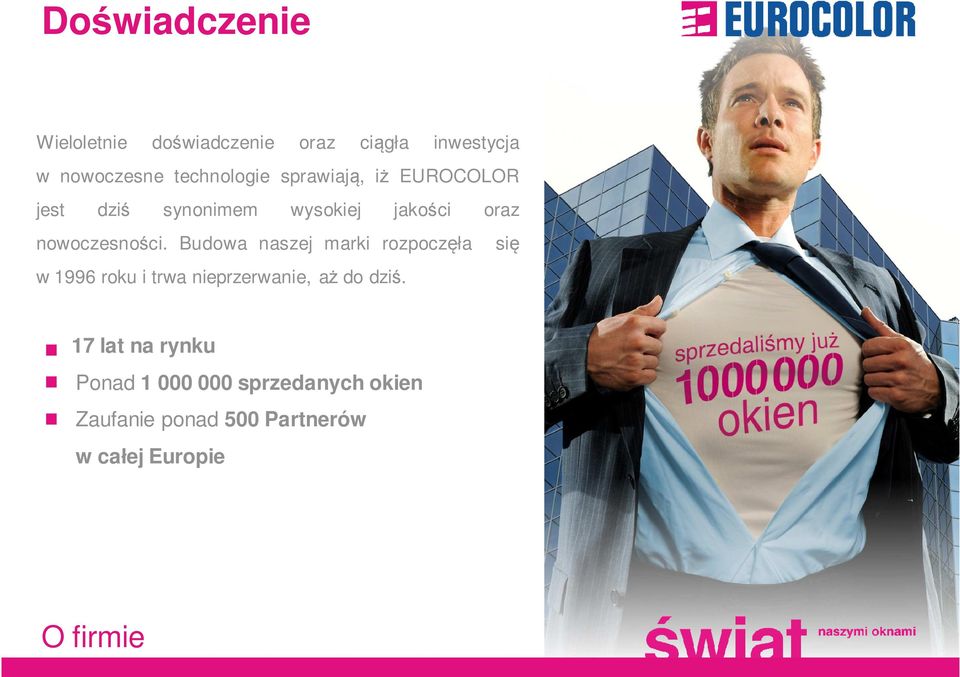 Budowa naszej marki rozpoczęła w 1996 roku i trwa nieprzerwanie, aż do dziś.