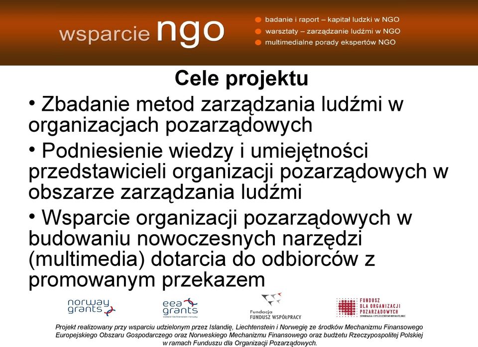 obszarze zarządzania ludźmi Wsparcie organizacji pozarządowych w budowaniu