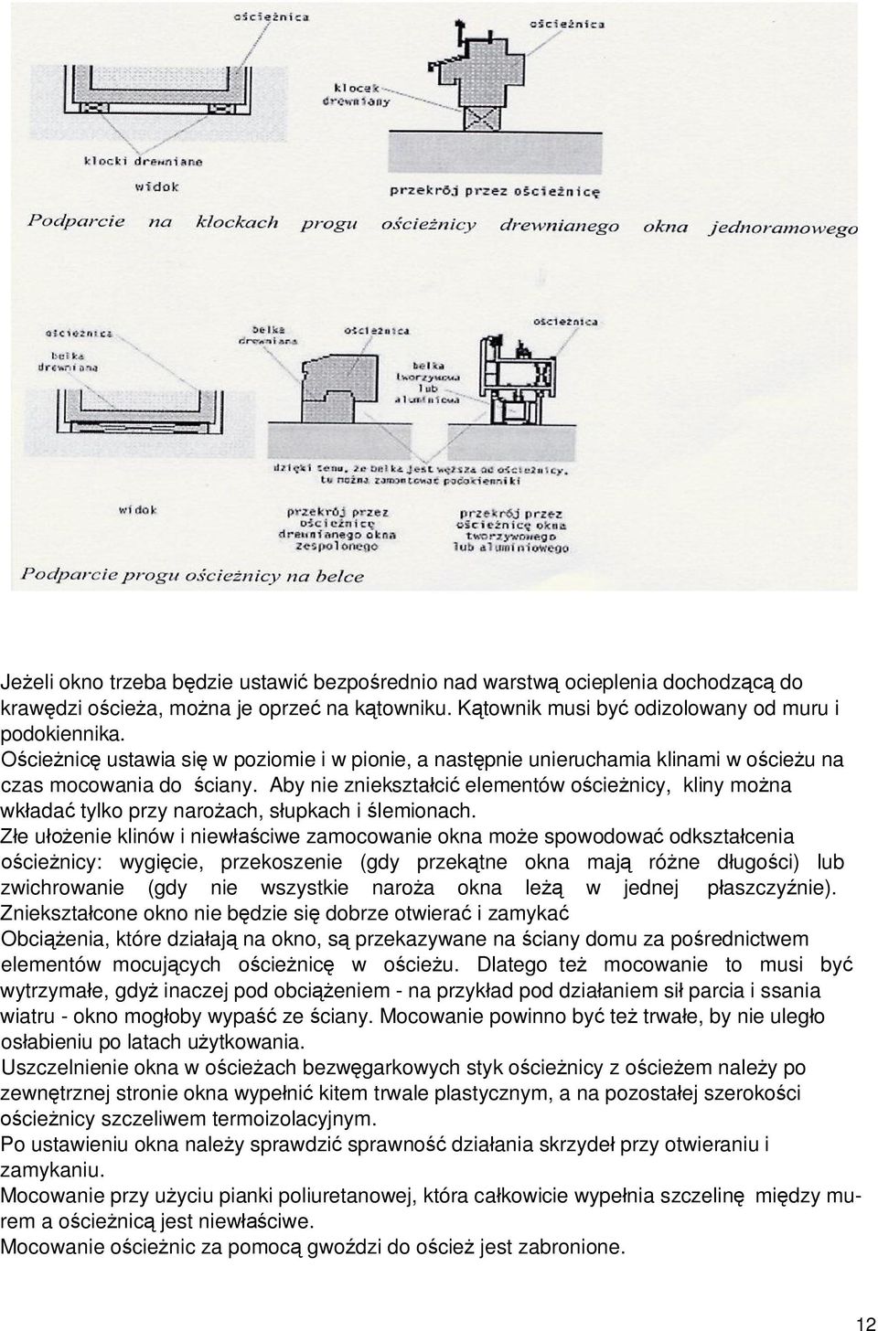 Aby nie zniekszta ci elementów o cie nicy, kliny mo na wk ada tylko przy naro ach, s upkach i lemionach.