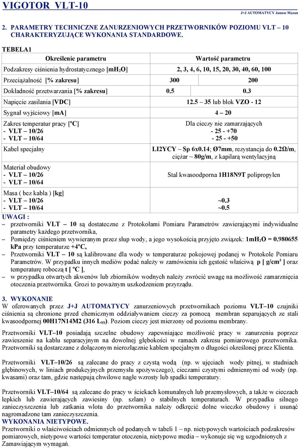 zakresu] 0.5 0.3 Napięcie zasilania [VDC] 12.