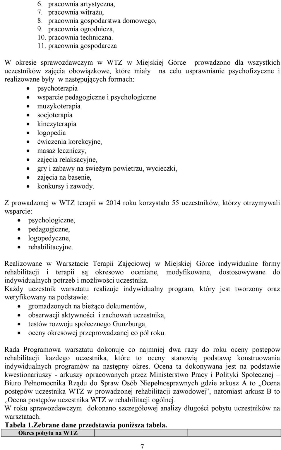 następujących formach: psychoterapia wsparcie pedagogiczne i psychologiczne muzykoterapia socjoterapia kinezyterapia logopedia ćwiczenia korekcyjne, masaż leczniczy, zajęcia relaksacyjne, gry i