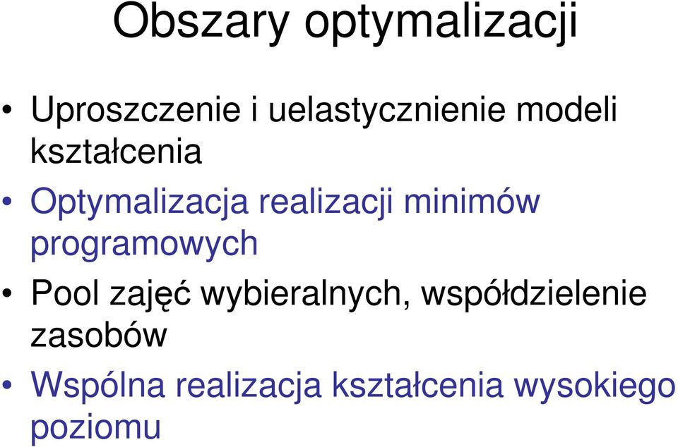 programowych Pool zajęć wybieralnych, współdzielenie