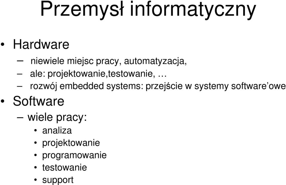 embedded systems: przejście w systemy software owe