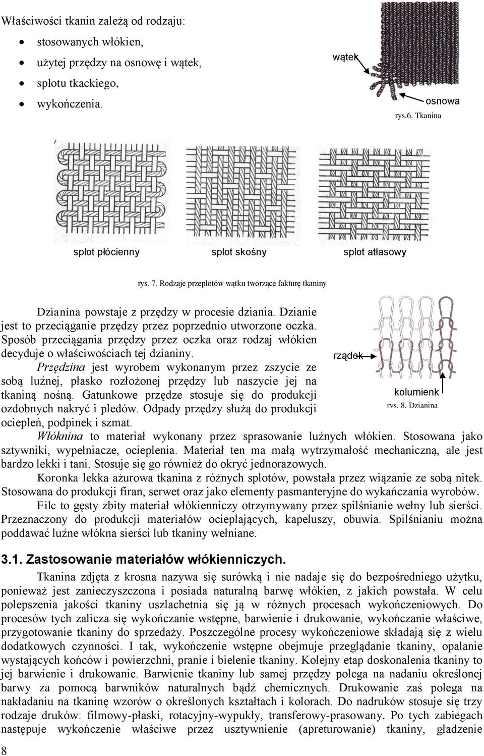 Sposób przeciągania przędzy przez oczka oraz rodzaj włókien decyduje o właściwościach tej dzianiny.