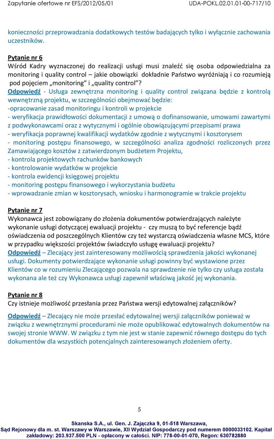 pojęciem monitoring i quality control?