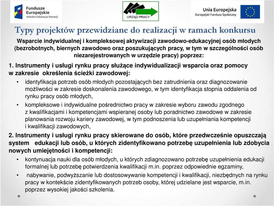 Instrumenty i usługi rynku pracy służące indywidualizacji wsparcia oraz pomocy w zakresie określenia ścieżki zawodowej: identyfikacja potrzeb osób młodych pozostających bez zatrudnienia oraz