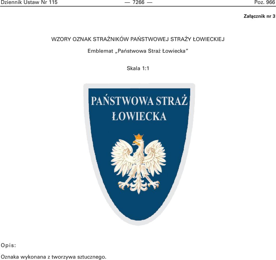 STWOWEJ STRA Y OWIECKIEJ Emblemat Paƒstwowa