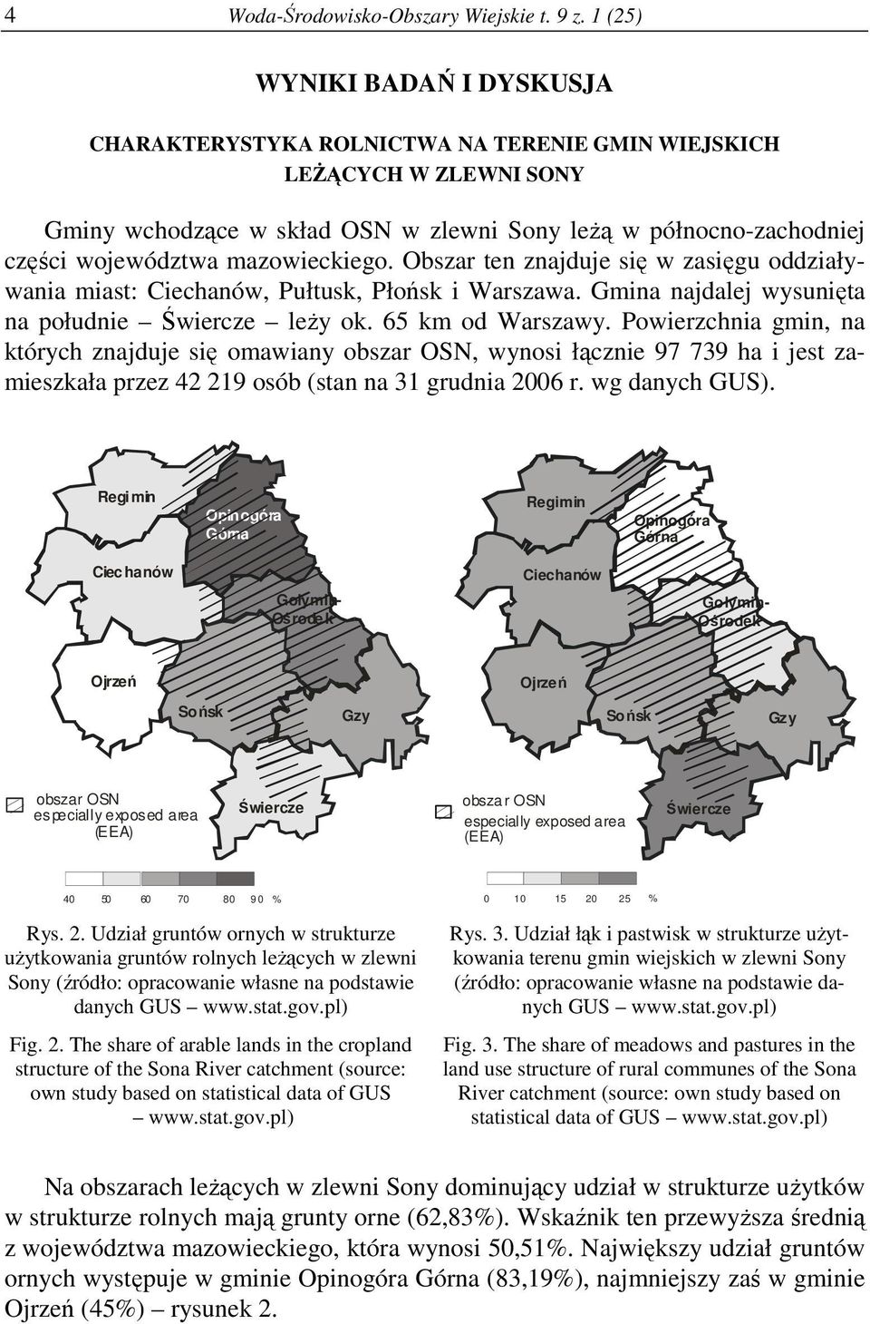 mazowieckiego. Obszar ten znajduje się w zasięgu oddziaływania miast: Ciechanów, Pułtusk, Płońsk i Warszawa. Gmina najdalej wysunięta na południe leży ok. 65 km od Warszawy.