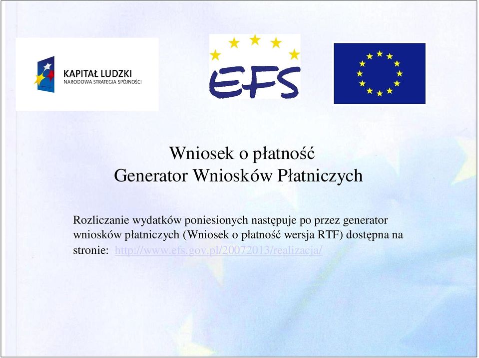 generator wniosków płatniczych (Wniosek o płatność wersja