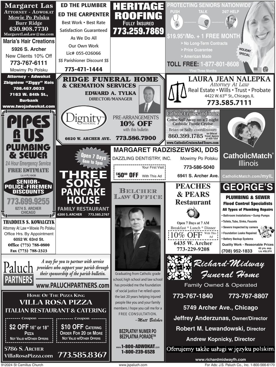 + 1 FREE MONTH TOLL FREE: 1-877-801-8608 *First Three Months LAURA JEAN NALEPKA RIDGE FUNERAL HOME Attorney At Law & CREMATION SERVICES EDWARD A.