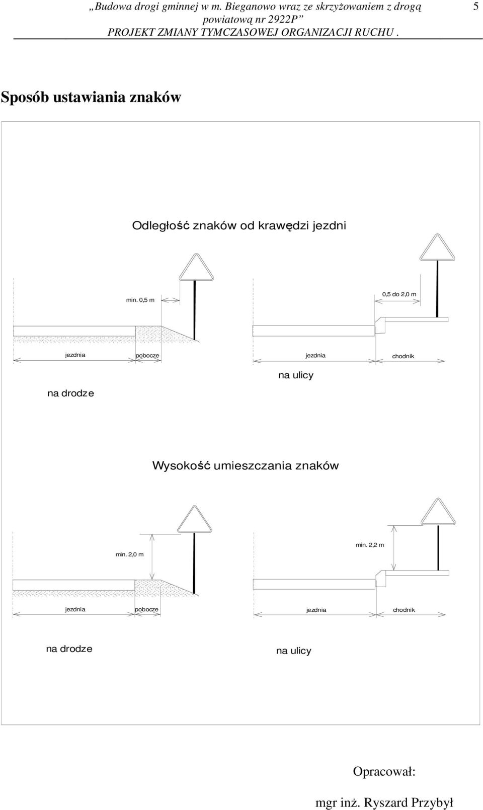 RUCHU. 5 Sposób ustawiania znaków Odległość znaków od krawędzi jezdni min.