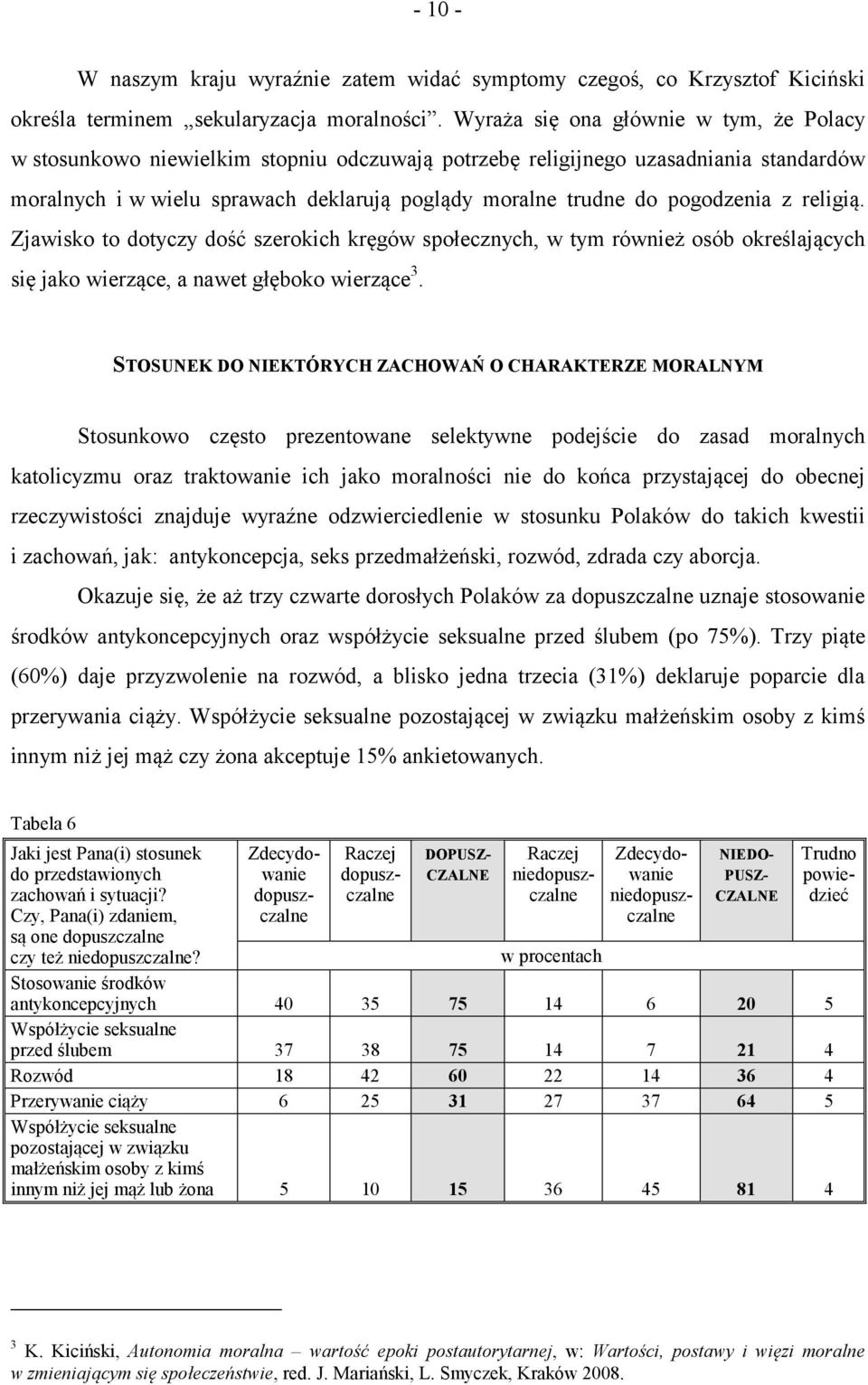 pogodzenia z religią. Zjawisko to dotyczy dość szerokich kręgów społecznych, w tym również osób określających się jako wierzące, a nawet głęboko wierzące 3.