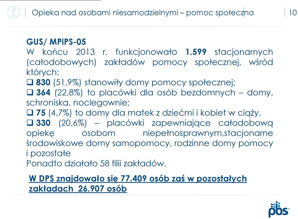 osób bezdomnych domy, schroniska, noclegownie; 75 (4,7%) to domy dla matek z dziećmi i kobiet w ciąży, 330 (20,6%) placówki zapewniające całodobową