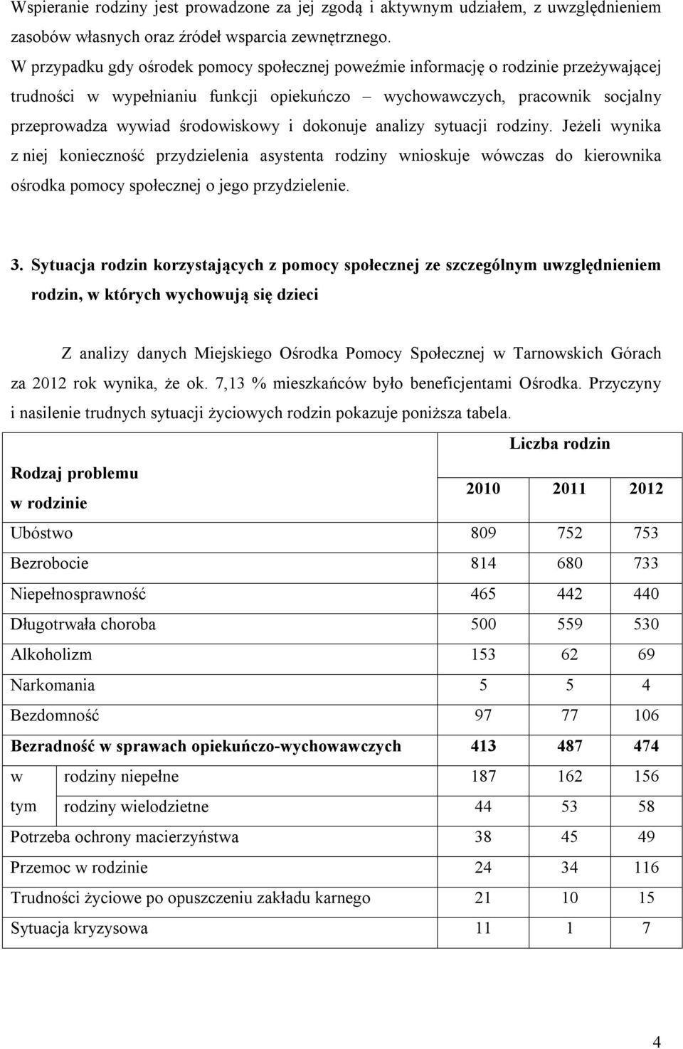 dokonuje analizy sytuacji rodziny. Jeżeli wynika z niej konieczność przydzielenia asystenta rodziny wnioskuje wówczas do kierownika ośrodka pomocy społecznej o jego przydzielenie. 3.