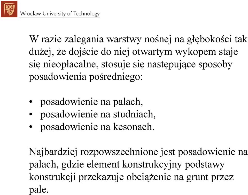 posadowienie na studniach, posadowienie na kesonach.