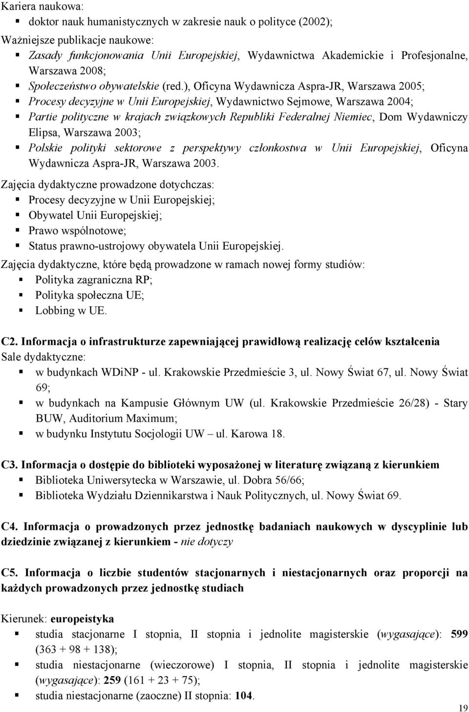 ), Oficyna Wydawnicza Aspra-JR, Warszawa 2005; Procesy decyzyjne w Unii Europejskiej, Wydawnictwo Sejmowe, Warszawa 2004; Partie polityczne w krajach związkowych Republiki Federalnej Niemiec, Dom