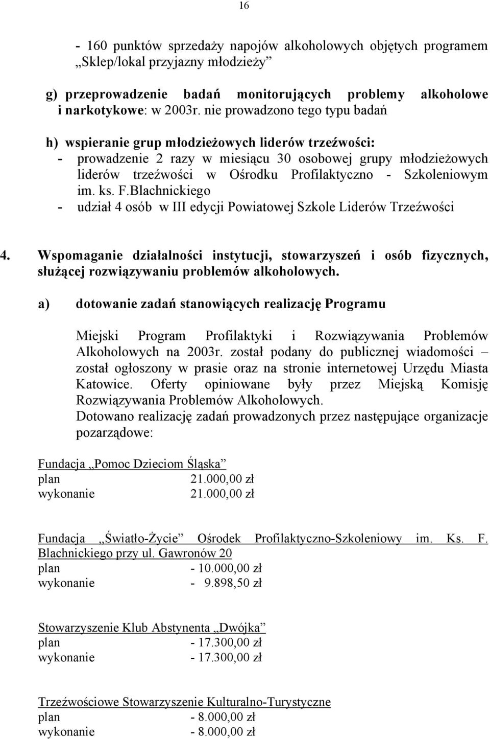 Szkoleniowym im. ks. F.Blachnickiego - udział 4 osób w III edycji Powiatowej Szkole Liderów Trzeźwości 4.