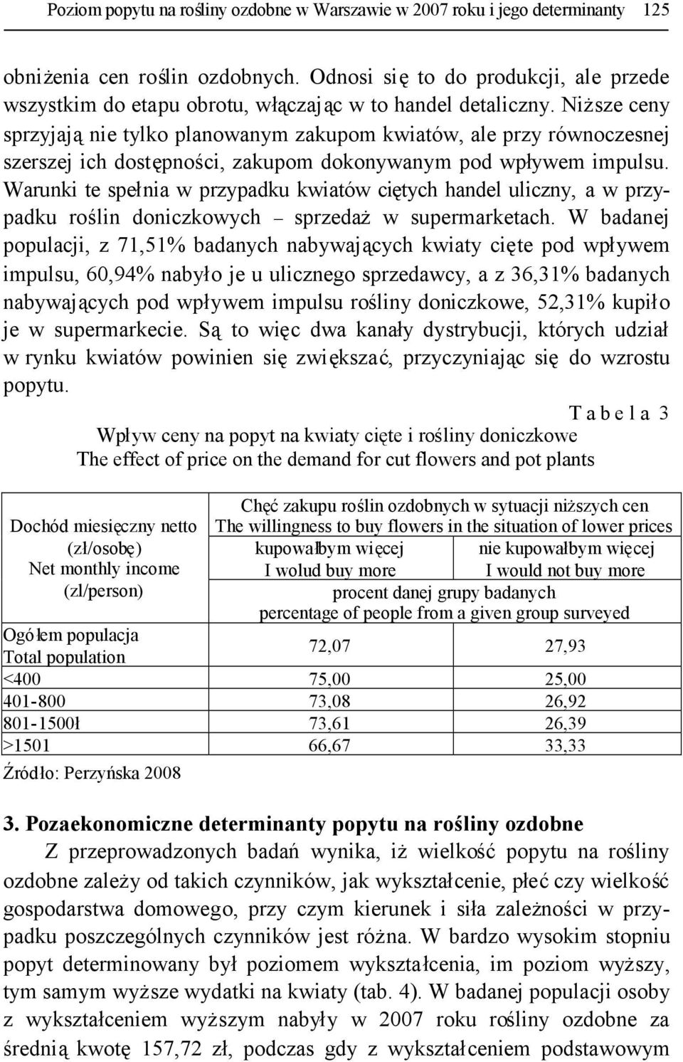 Niższe ceny sprzyjająnie tylko planowanym zakupom kwiatów, ale przy równoczesnej szerszej ich dostępności, zakupom dokonywanym pod wpływem impulsu.