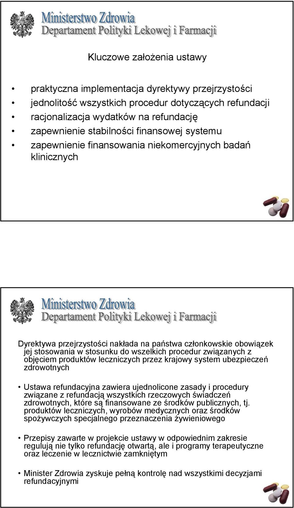 związanych z objęciem produktów leczniczych przez krajowy system ubezpieczeń zdrowotnych Ustawa refundacyjna zawiera ujednolicone zasady i procedury związane z refundacją wszystkich rzeczowych