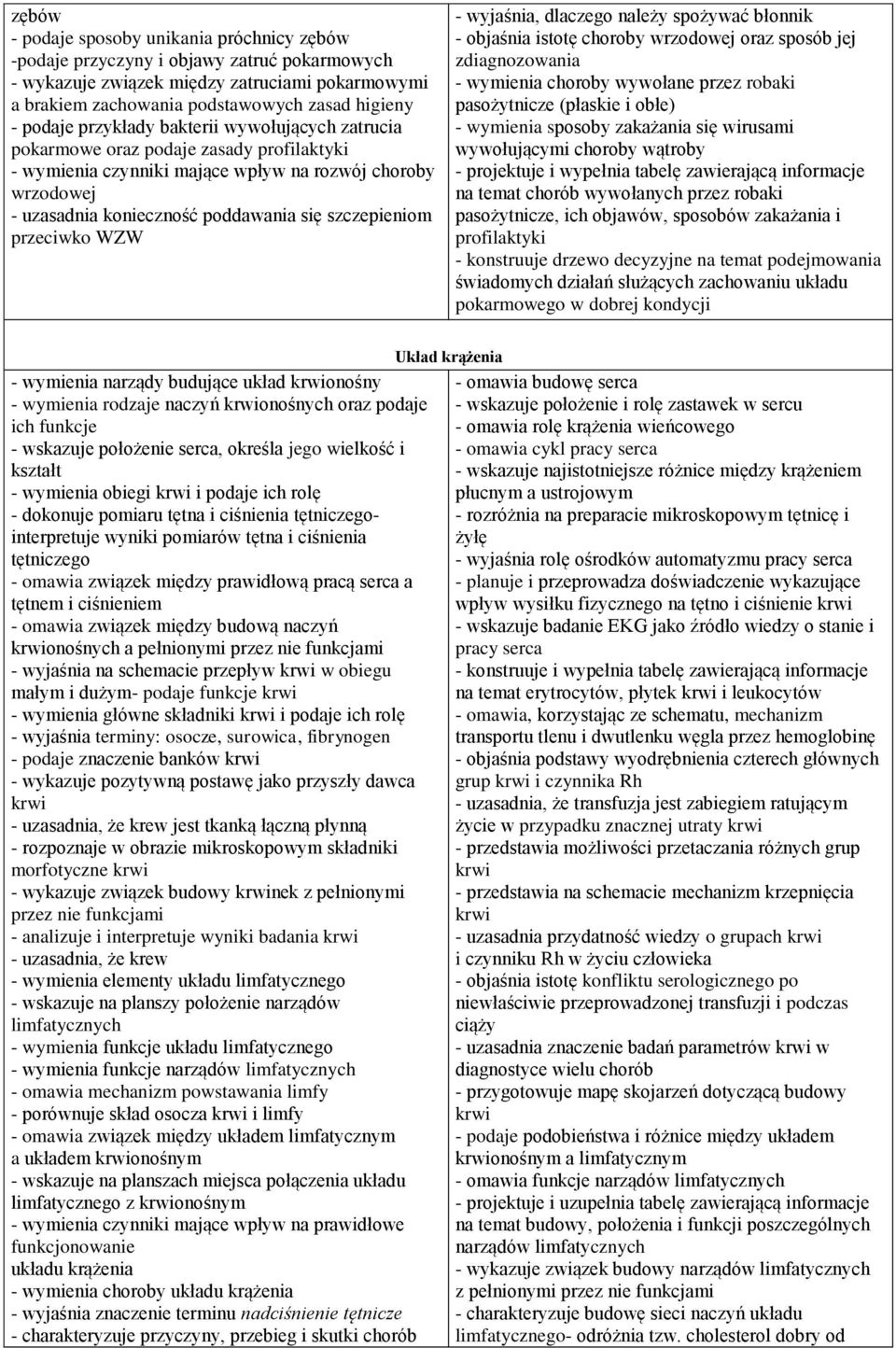 przeciwko WZW - wyjaśnia, dlaczego należy spożywać błonnik - objaśnia istotę choroby wrzodowej oraz sposób jej zdiagnozowania - wymienia choroby wywołane przez robaki pasożytnicze (płaskie i obłe) -
