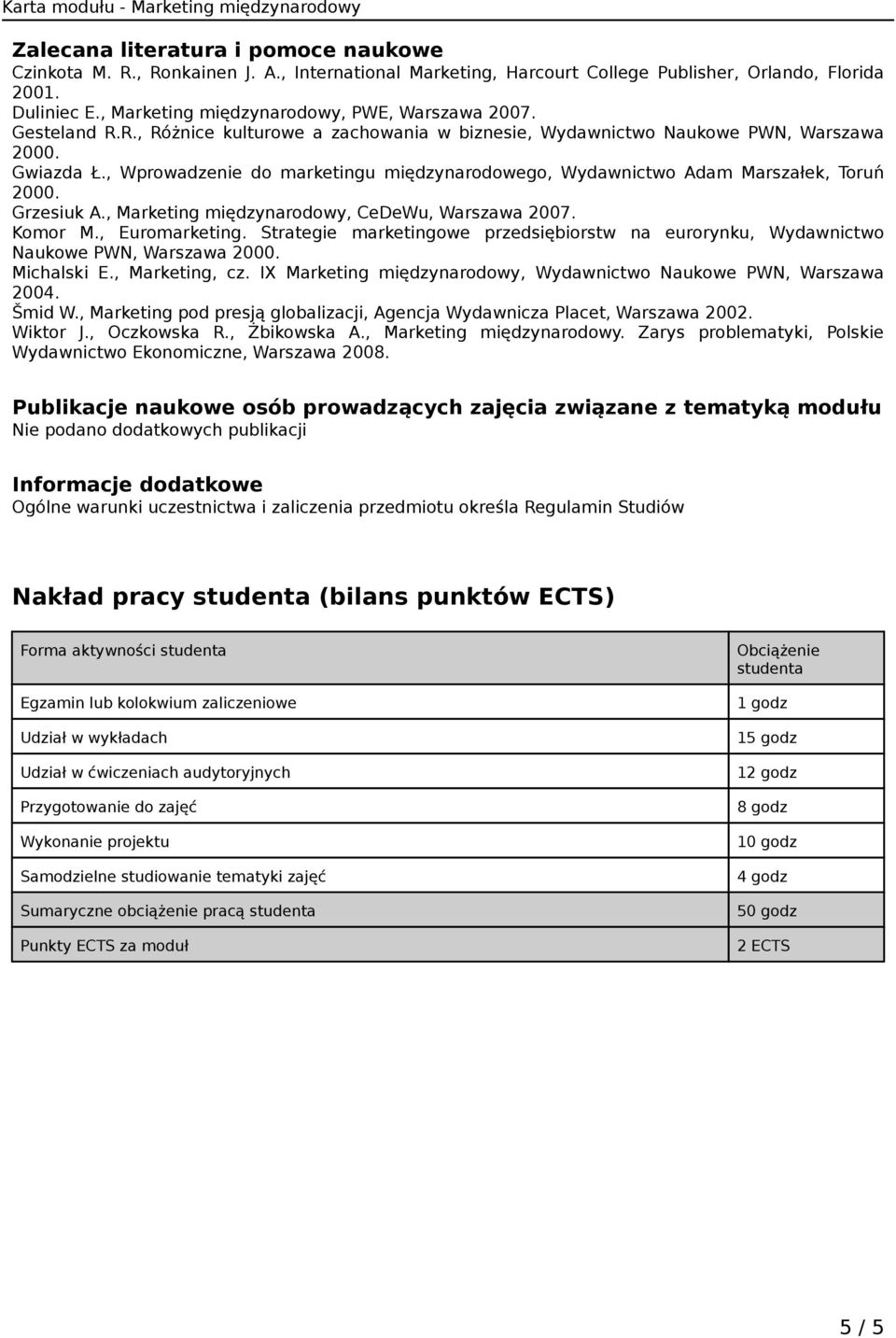 , Wprowadzenie do marketingu, Wydawnictwo Adam Marszałek, Toruń 2000. Grzesiuk A., Marketing międzynarodowy, CeDeWu, Warszawa 2007. Komor M., Euromarketing.