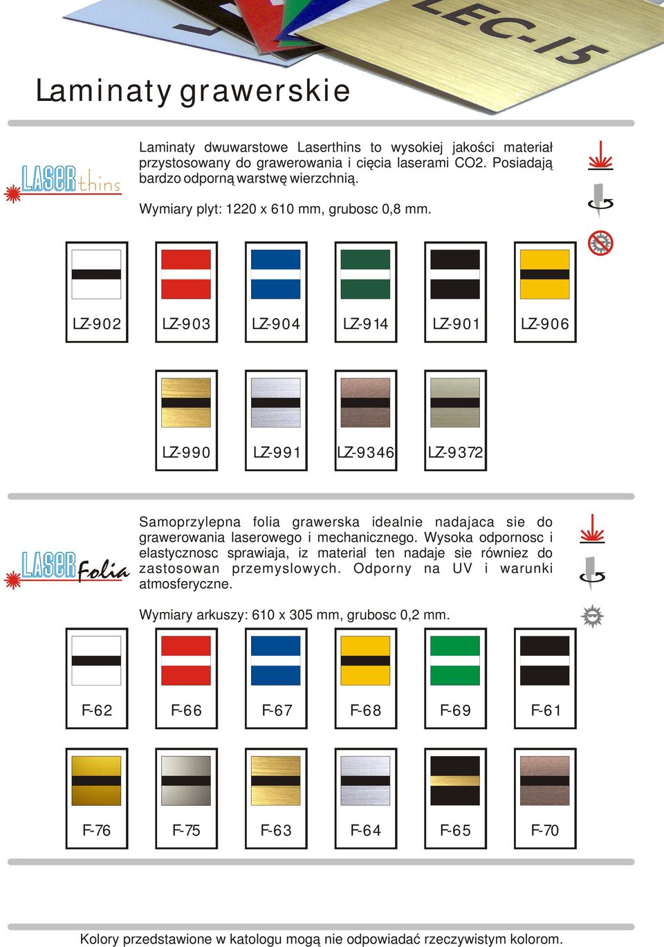 LZ-902 LZ-903 LZ-904 LZ-914 LZ-901 LZ-906 LZ-990 LZ-991 LZ-9346 LZ-9372 Samoprzylepna folia grawerska idealnie nadajaca sie do grawerowania laserowego i mechanicznego.
