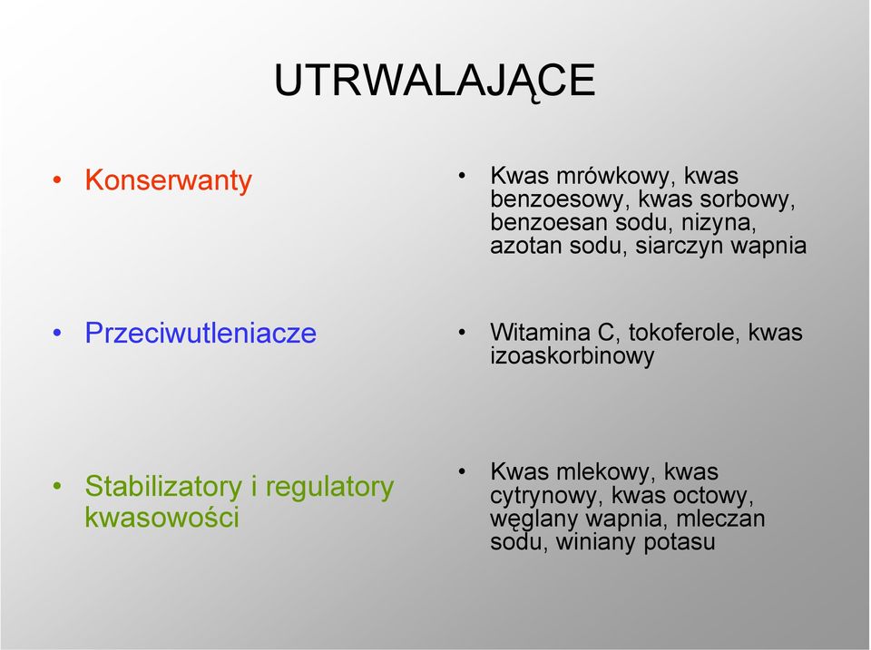Witamina C, tokoferole, kwas izoaskorbinowy Stabilizatory i regulatory