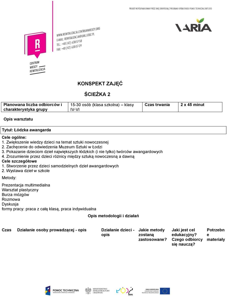 Zrozumienie przez dzieci różnicy między sztuką nowoczesną a dawną Cele szczegółowe 1. Stworzenie przez dzieci samodzielnych dzieł awangardowych 2.