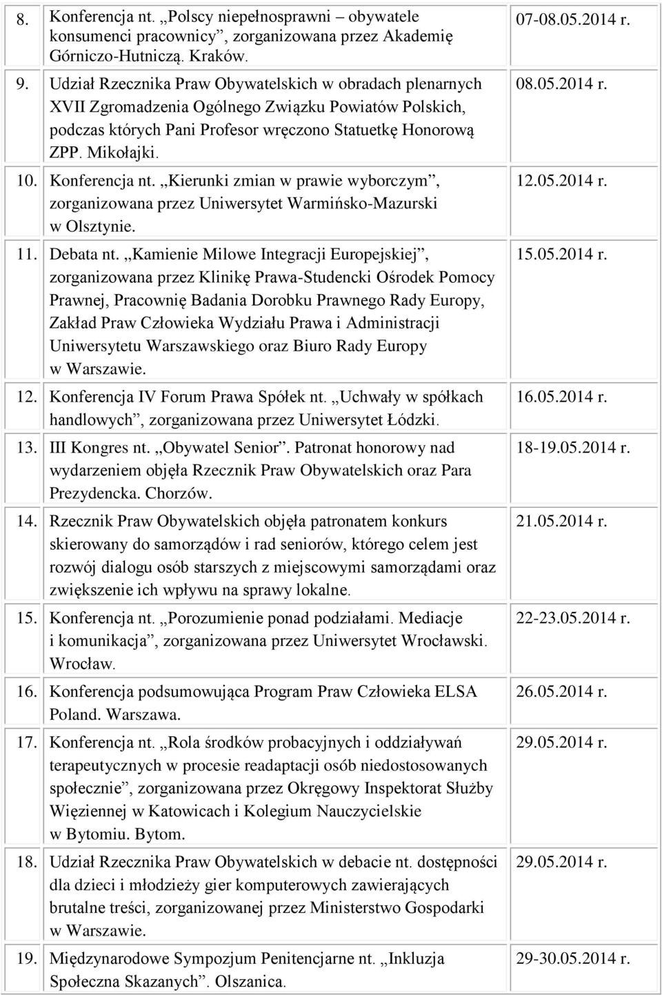 Konferencja nt. Kierunki zmian w prawie wyborczym, zorganizowana przez Uniwersytet Warmińsko-Mazurski w Olsztynie. 11. Debata nt.
