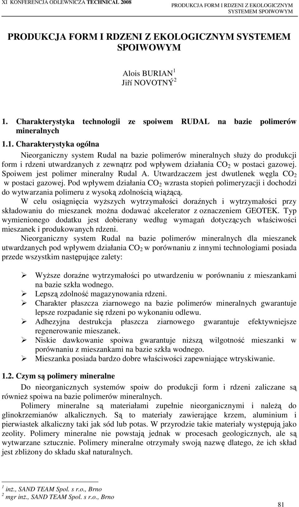 Charakterystyka technologii ze spoiwem RUDAL na bazie polimerów mineralnych 1.