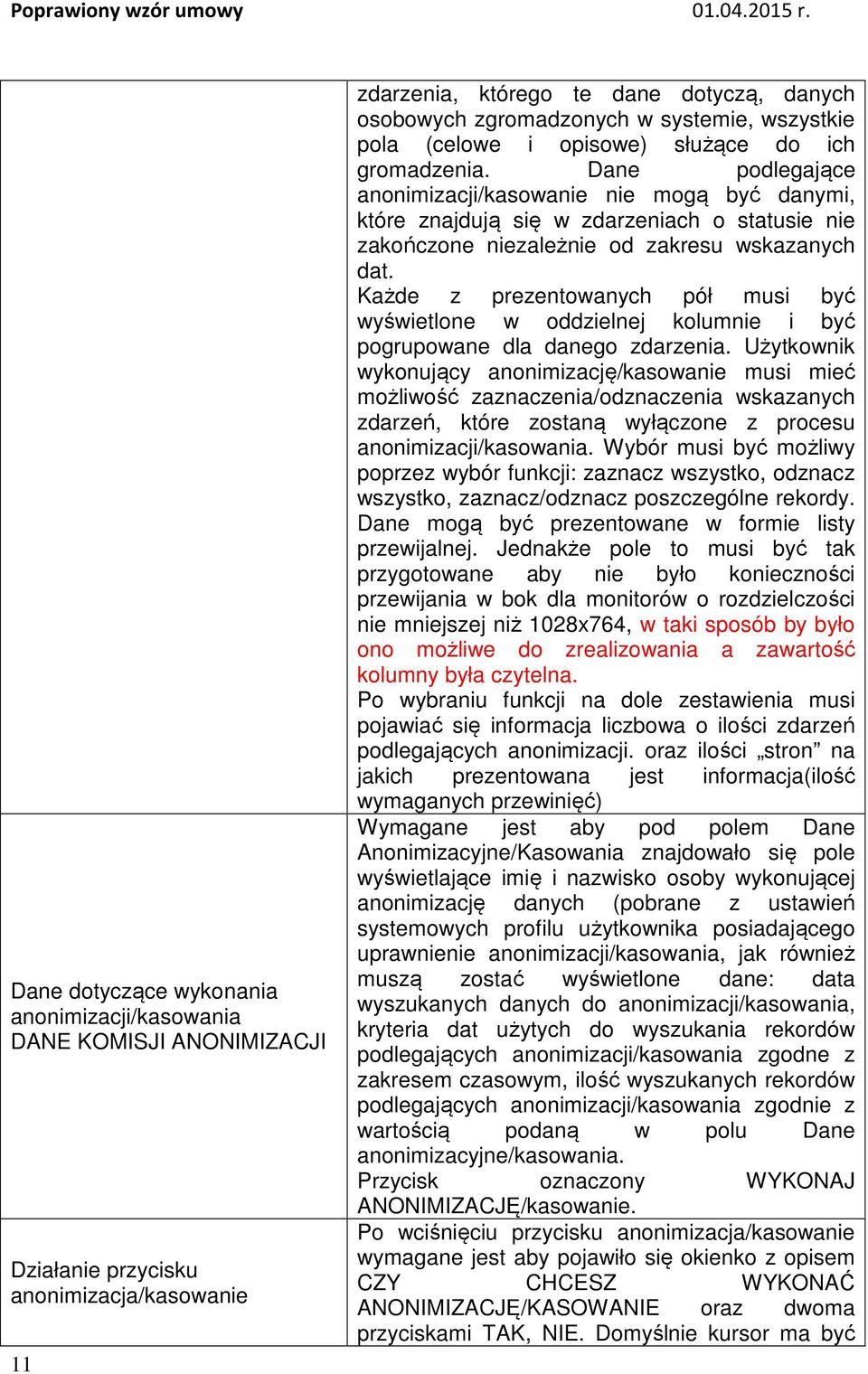 Dane podlegające anonimizacji/kasowanie nie mogą być danymi, które znajdują się w zdarzeniach o statusie nie zakończone niezależnie od zakresu wskazanych dat.