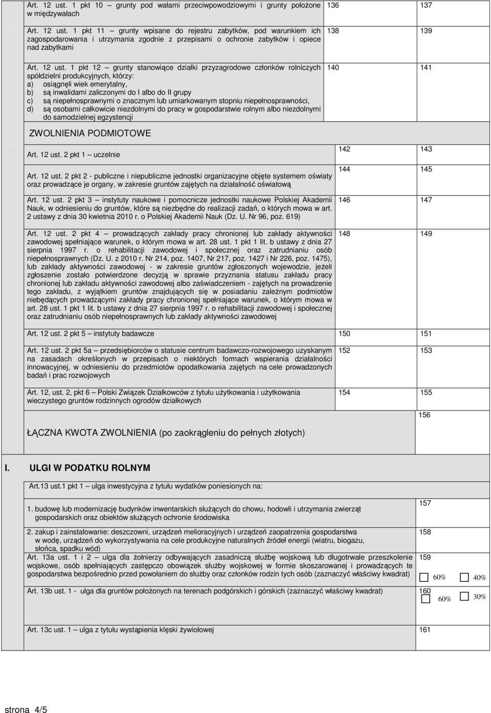 1 pkt 12 grunty stanowiące działki przyzagrodowe członków rolniczych spółdzielni produkcyjnych, którzy: a) osiągnęli wiek emerytalny, b) są inwalidami zaliczonymi do albo do grupy c) są