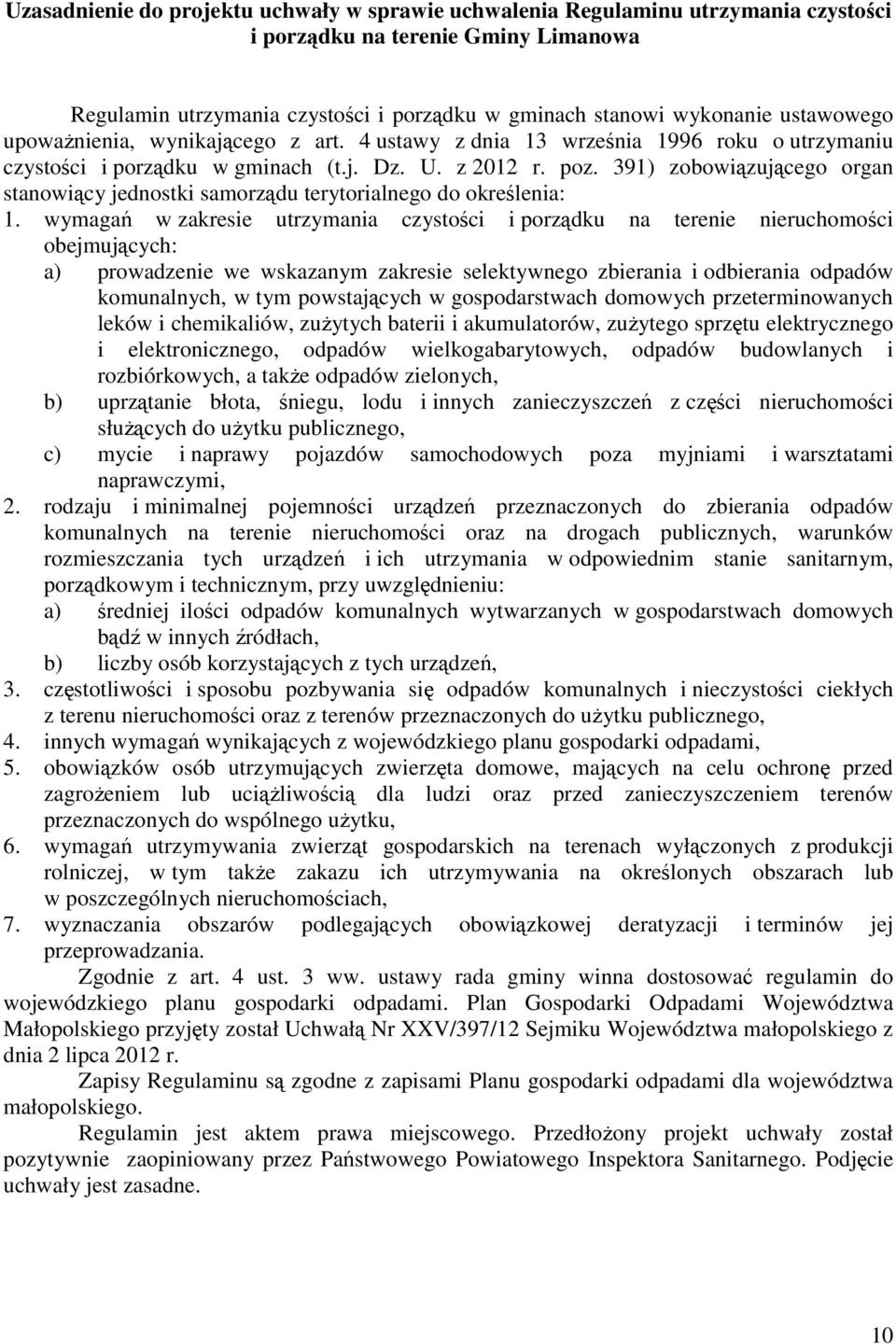 391) zobowiązującego organ stanowiący jednostki samorządu terytorialnego do określenia: 1.