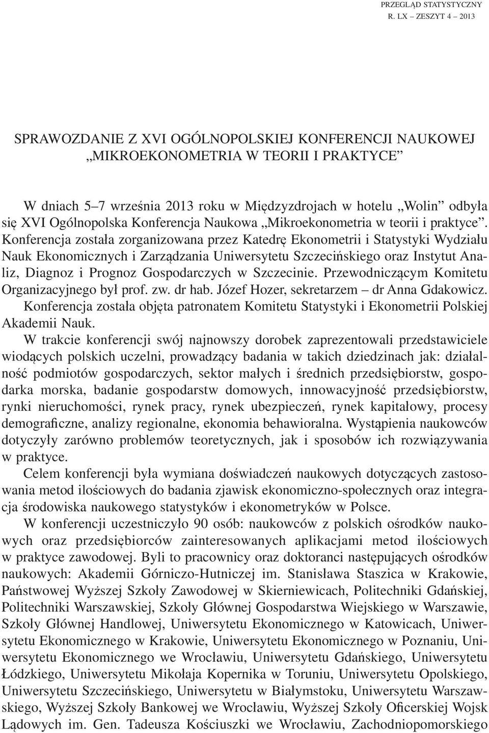 Konferencja Naukowa Mikroekonometria w teorii i praktyce.