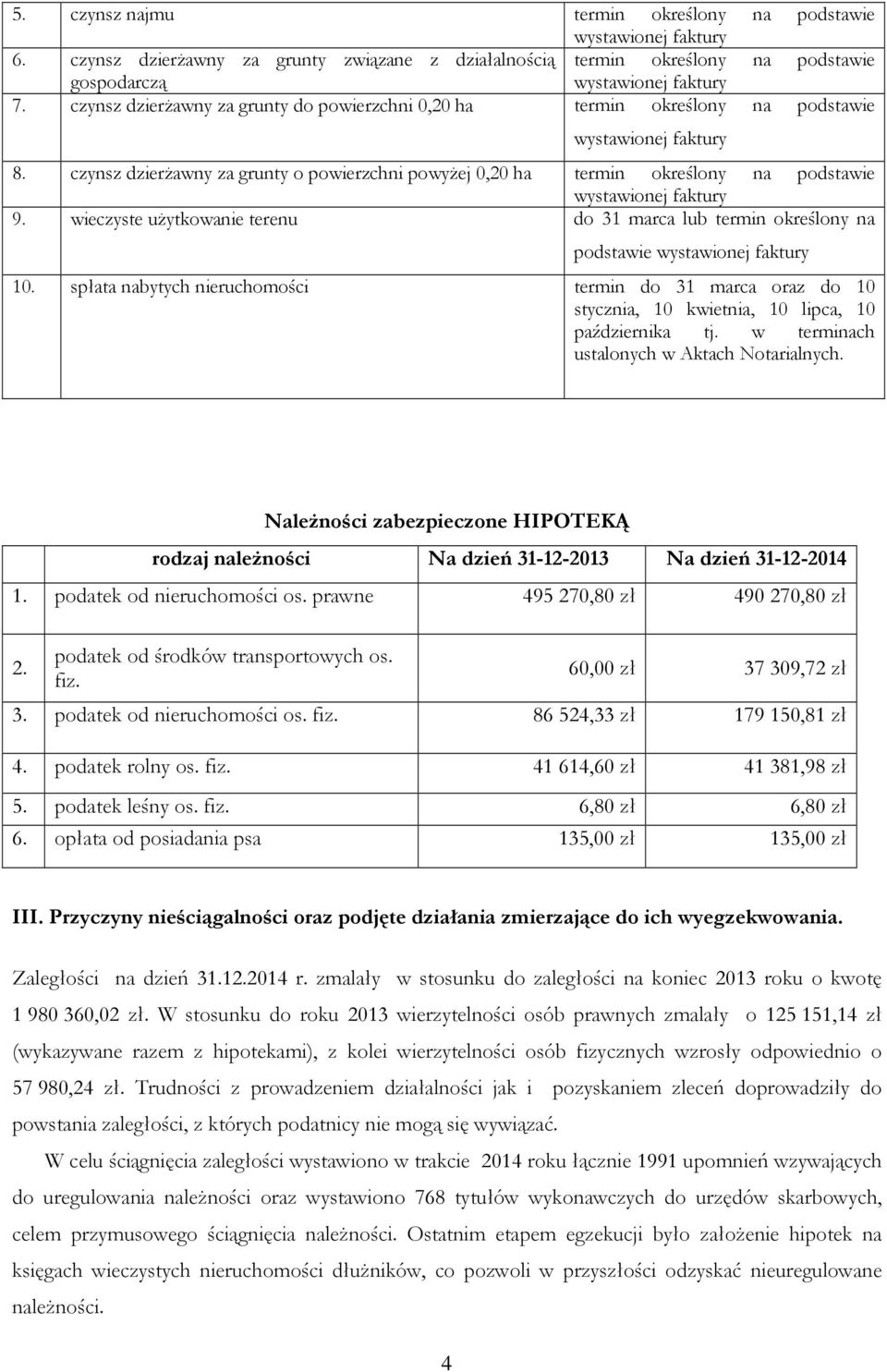 wieczyste użytkowanie terenu do 31 marca lub termin określony na podstawie 10. spłata nabytych nieruchomości termin do 31 marca oraz do 10 stycznia, 10 kwietnia, 10 lipca, 10 października tj.