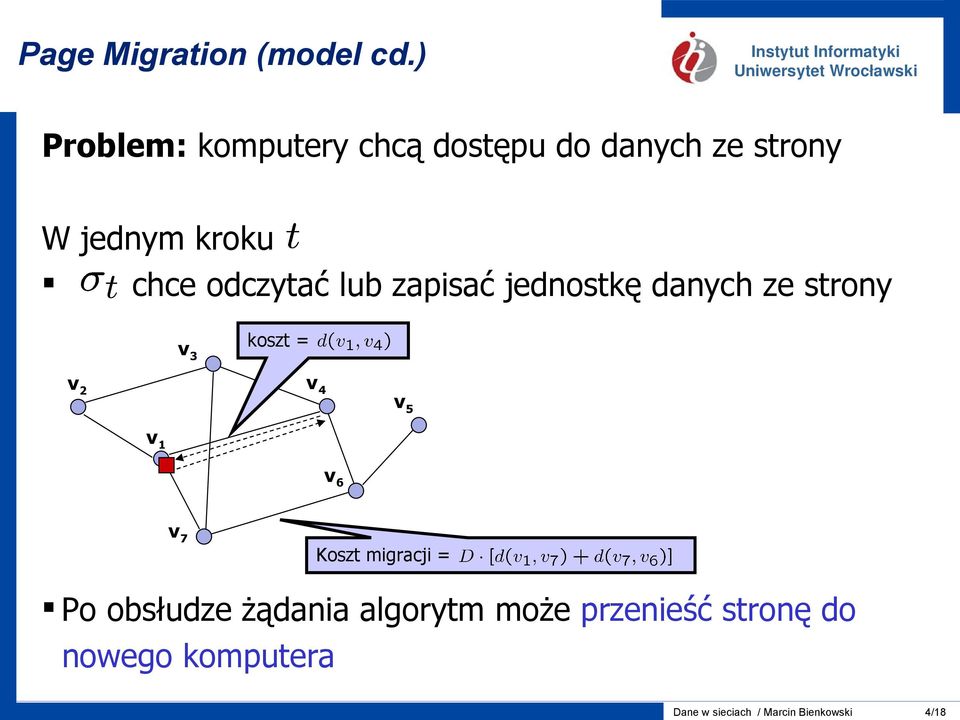 odczytać lub zapisać jednostkę danych ze strony v 3 koszt = v 2 v 4 v 5 v 1 v