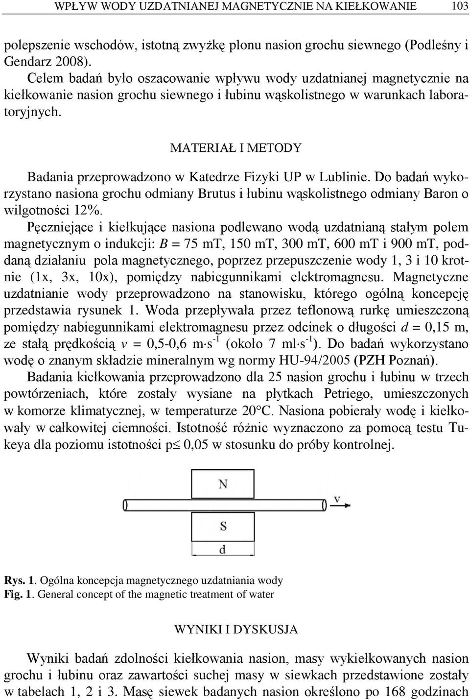 MATERIAŁ I METODY Badania przeprowadzono w Katedrze Fizyki UP w Lublinie. Do badań wykorzystano nasiona grochu odmiany Brutus i łubinu wąskolistnego odmiany Baron o wilgotności 12%.