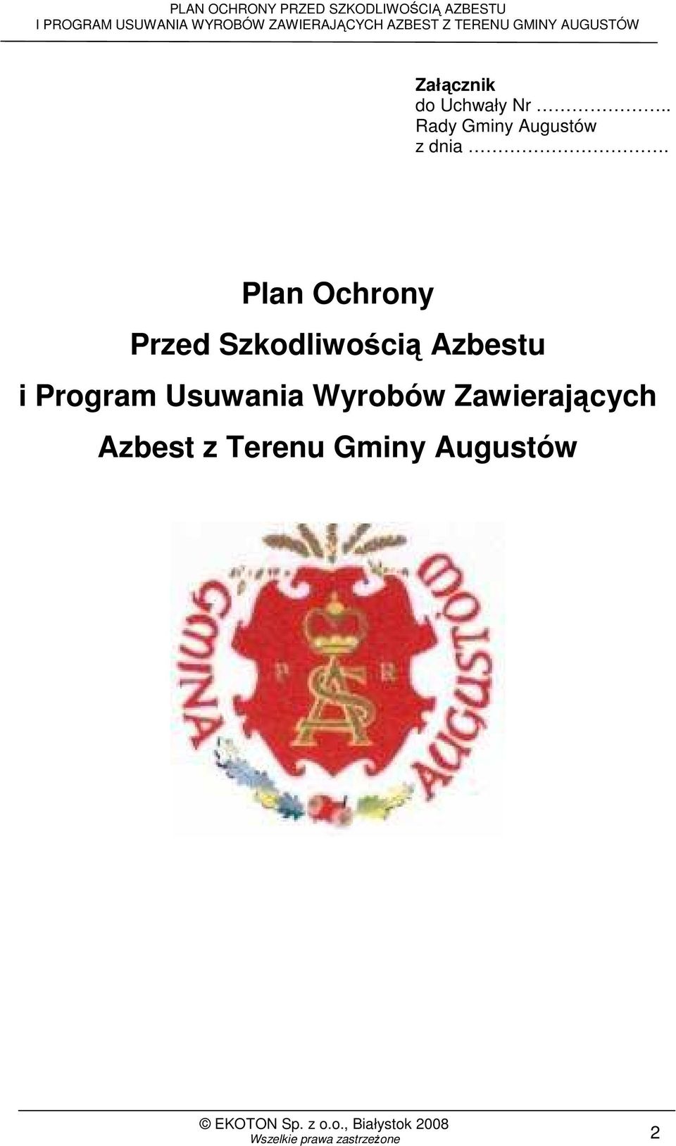 Plan Ochrony Przed Szkodliwością Azbestu