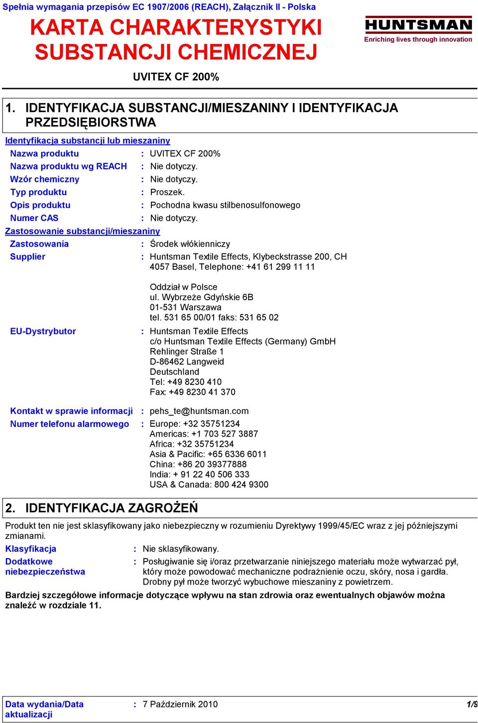 produktu Numer CAS : Proszek.