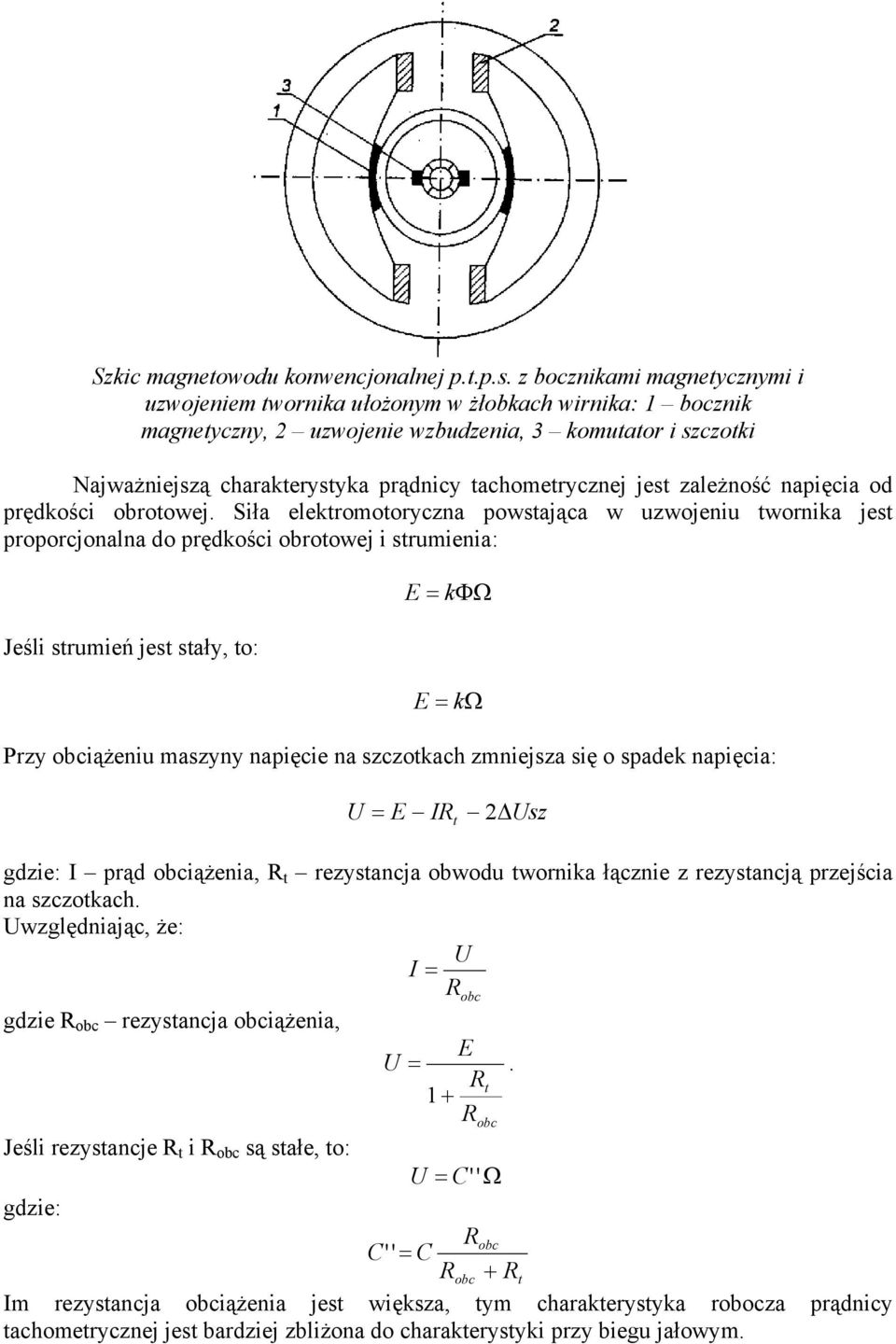 npięci od prędkości obrotowej.