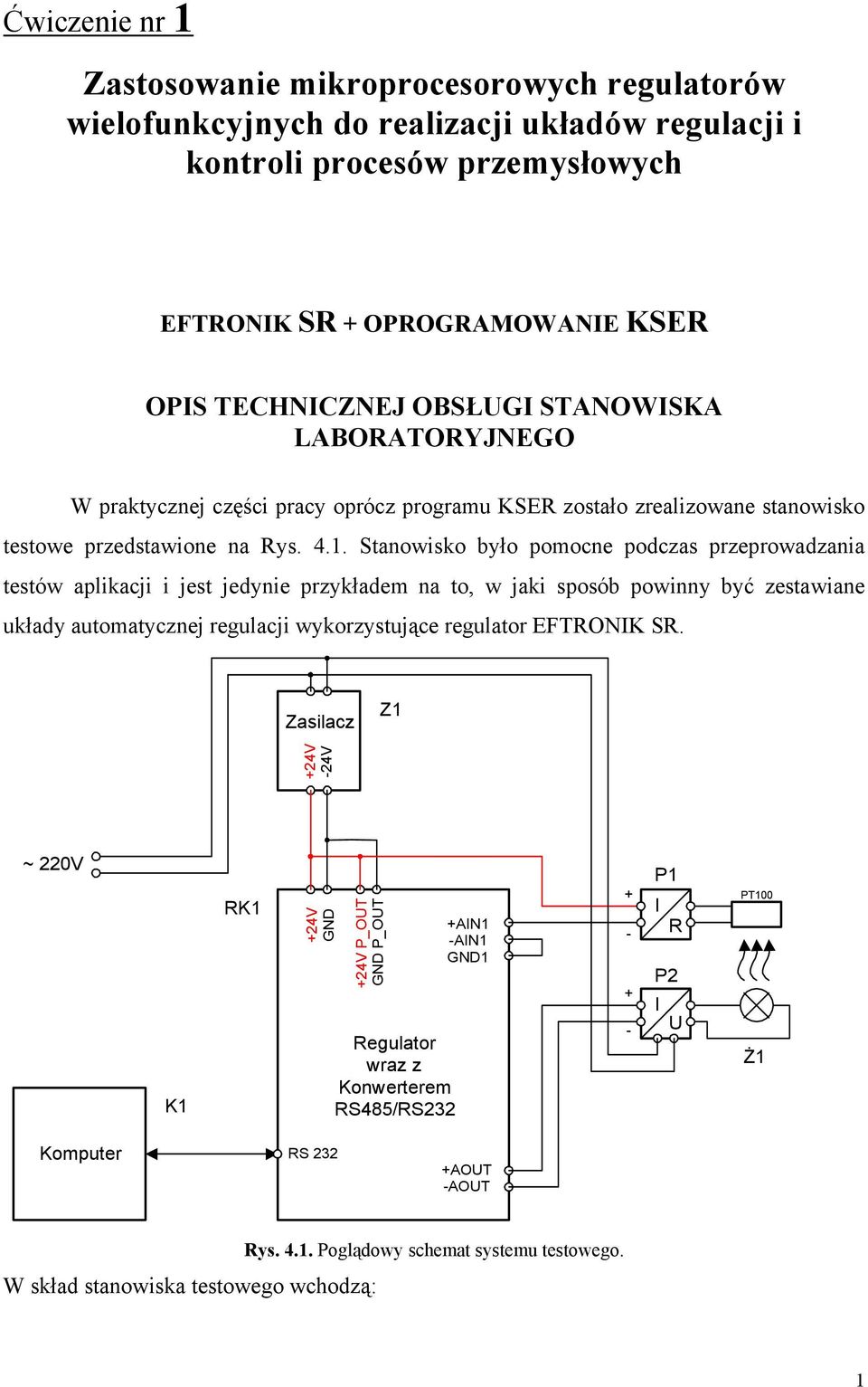 Stanowisko było pomocne podczas przeprowadzania testów aplikacji i jest jedynie przykładem na to, w jaki sposób powinny być zestawiane układy automatycznej regulacji wykorzystujące regulator EFTRONIK