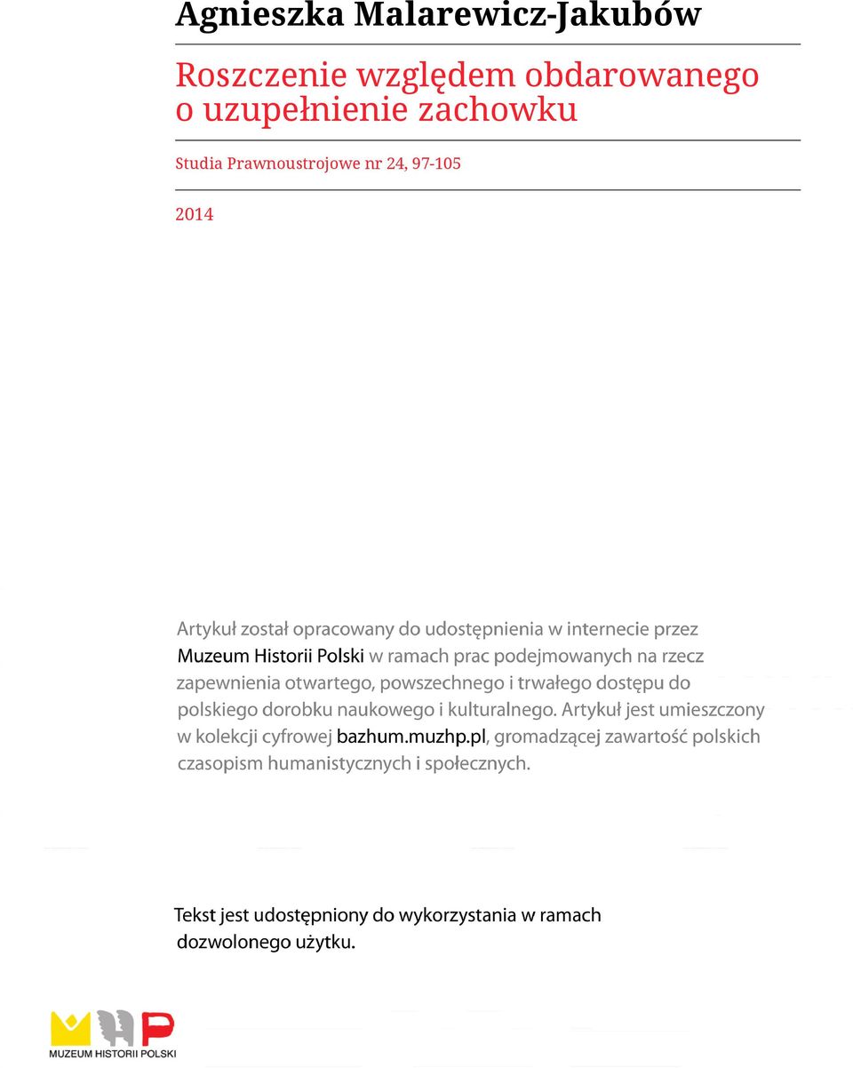 obdarowanego o uzupełnienie